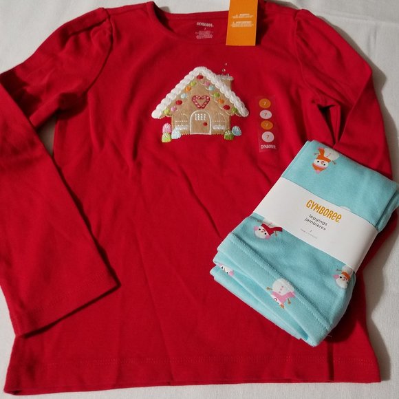 Gymboree Cozy Cutie gingerbread house size 7 shirt & snowman leggings NWT - Picture 1 of 3